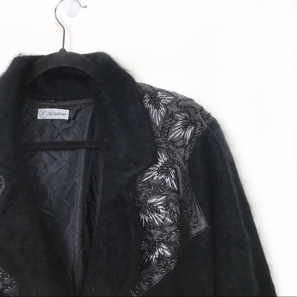 Black Angora Western Style Jacket - Picture 6 of 13
